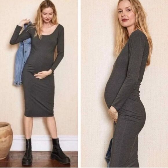 The Longsleeve Body Dress Hatch Maternity Bamboo Viscose Size Small Gray - Picture 2 of 6